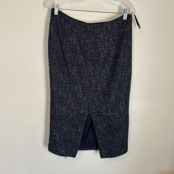 La Fayette 148 Skirt Suite Size 8/10 Alpaca Blend Woven Boucle Navy Business - Picture 8 of 13